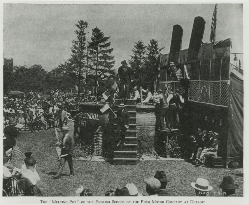 The Melting Pot Ceremony at Ford English School, July 4, 1917. (Courtesy of The Henry Ford)
